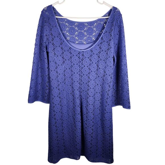 Lilly Pulitzer Topanga Breakers Lace Dress M Iris Blue Wedding‎ Party Cocktail - Picture 2 of 9